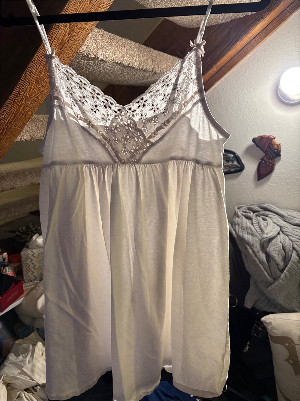 Victoria's Secret White Lace-Trim Mini Dress